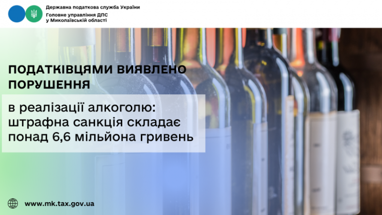Податківцями виявлено порушення в реалізації алкоголю: штрафна санкція складає понад 6,6 мільйона гривень