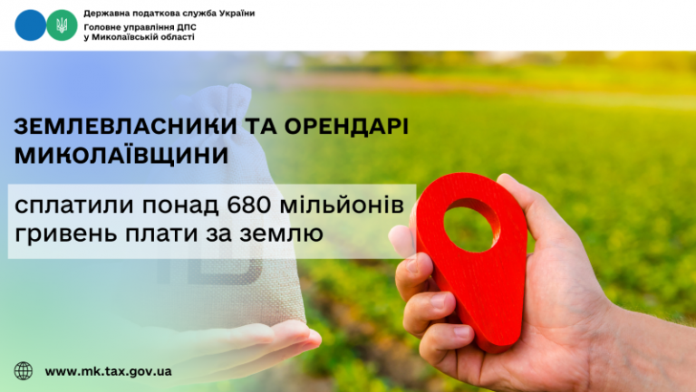 Землевласники та орендарі Миколаївщини сплатили понад 680 мільйонів гривень плати за землю