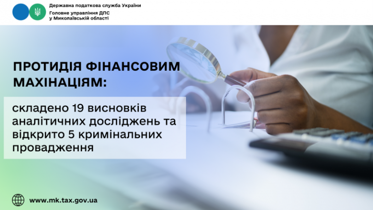Протидія фінансовим махінаціям: на Миколаївщині складено 19 висновків аналітичних досліджень та відкрито 5 кримінальних провадження